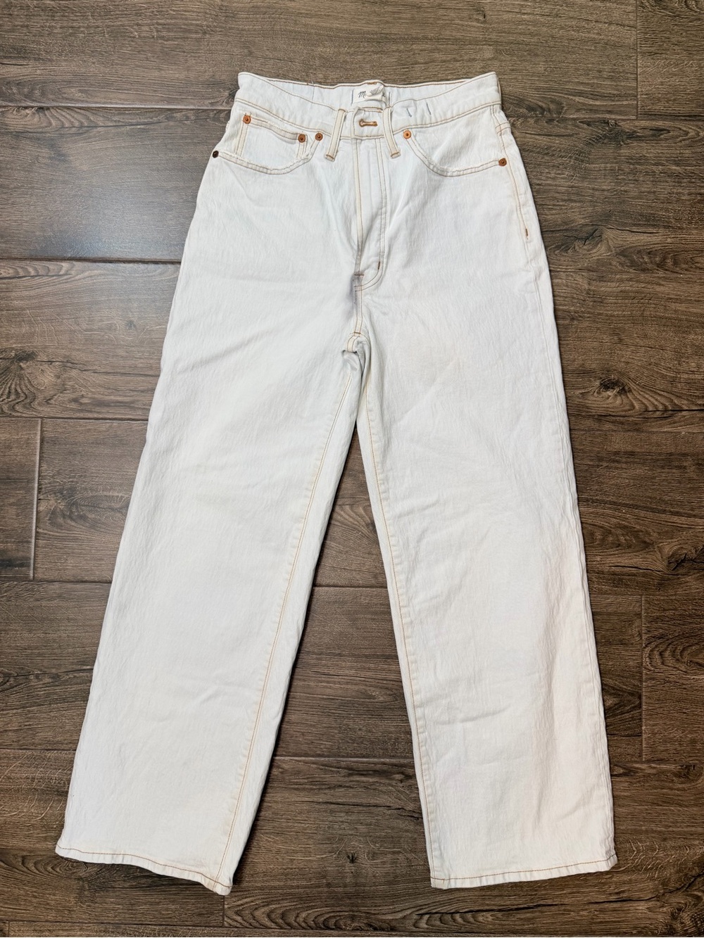 Madewell Perfect Vintage Wide-Leg Jean White Denim High Rise Light Wash 27